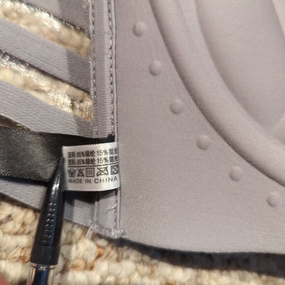 Gigi Amore Padded Push Up Bra 34 Gray Front Closure Sheer Back Sexy - Picture 8 of 9